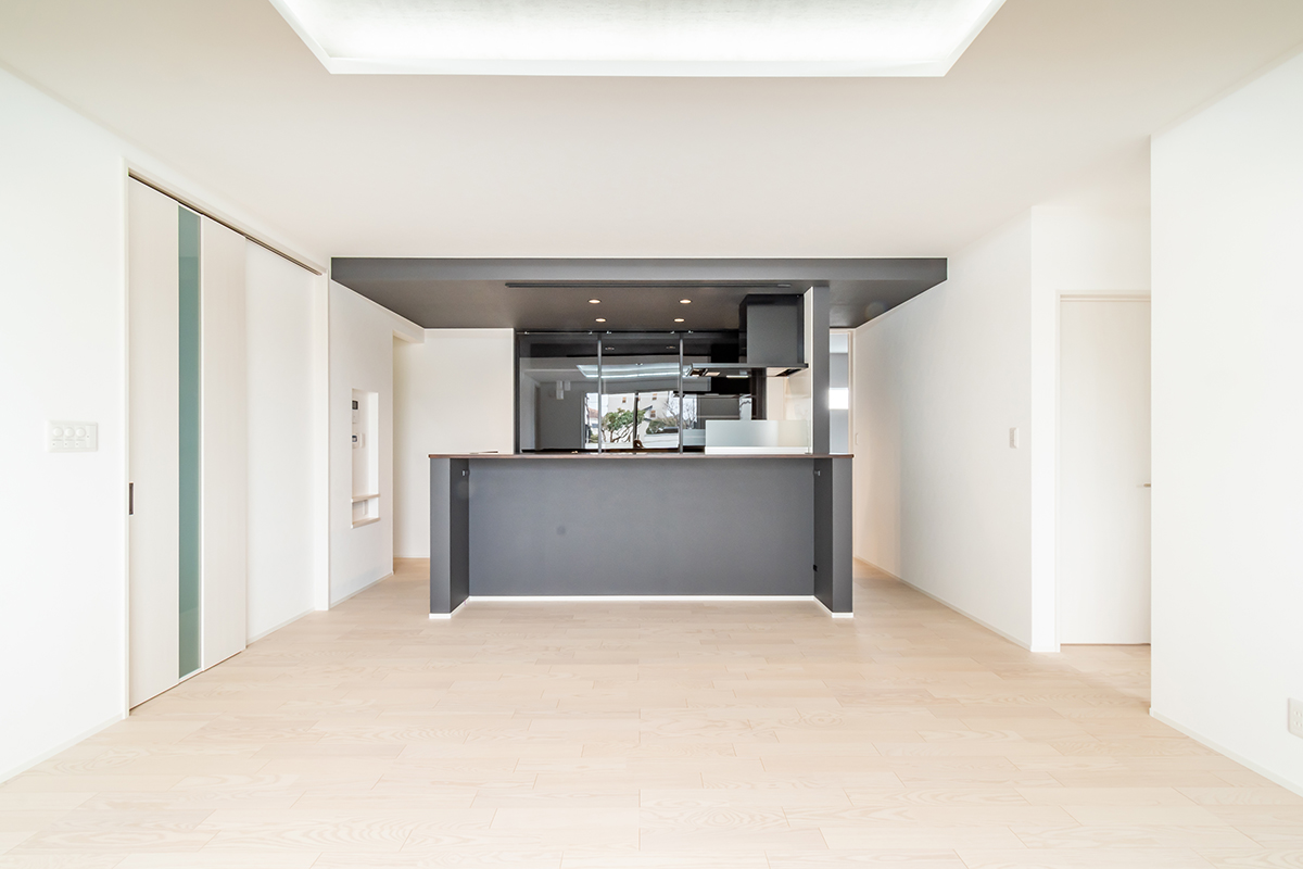 ハイコントラストが映えるロフトのある平屋